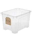 IKEA Samla Aufbewahrungsbox mit Deckel – 22L mit Deckel, Stapelboxen transparent – Robuste Boxen Aufbewahrung – Große Aufbewahrungsboxen für Haushalt & Keller - BxTxH: 39x28x28cm
