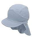 Sterntaler Unisex Schirmmütze mit Nackenschutz Musselin Sonnenhut, hellblau, 47