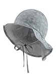 Sterntaler Sonnenhut Blätter mit Nackenschutz und Bindeband - schütztender Sommerhut Mädchen aus Baumwolle mit praktischem Bindeband - Sonnenhut Baby mit Druckmuster - dunkeltürkis, 43