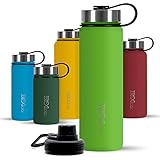 720°DGREE Edelstahl Trinkflasche Kinder 530ml “noLimit” - Auslaufsicher, für Kohlensäure, BPA-Frei - Thermosflasche, Isolierflasche mit Schraubverschluss für Schule, Sport, Fahrrad +Gratis Sportdeckel