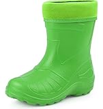 Ladeheid Gummistiefel Kinder federleichte und wasserdichte Eva Thermo Regenstiefel Gummistiefel gefüttert KL050 (Grün, 22 EU)
