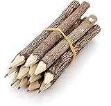 sigaer Holzbleistifte aus Graphit, rustikaler Zweig, einzigartige Birke, Holzfällerlook, Partygeschenk, 12 Stück