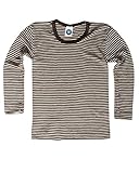 Cosilana, Kinder Unterhemd Langarm, 70% Wolle (kbT), 30% Seide (Geringelt Braun-Natur, 92)